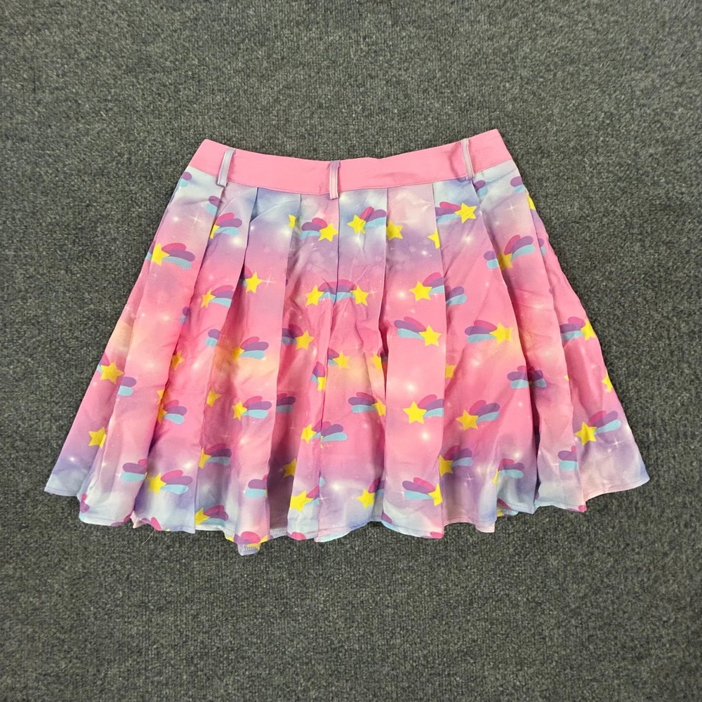 Unbranded Skirt Womens Size M Pink Galaxy Shooting Star Pleated Mini Flare